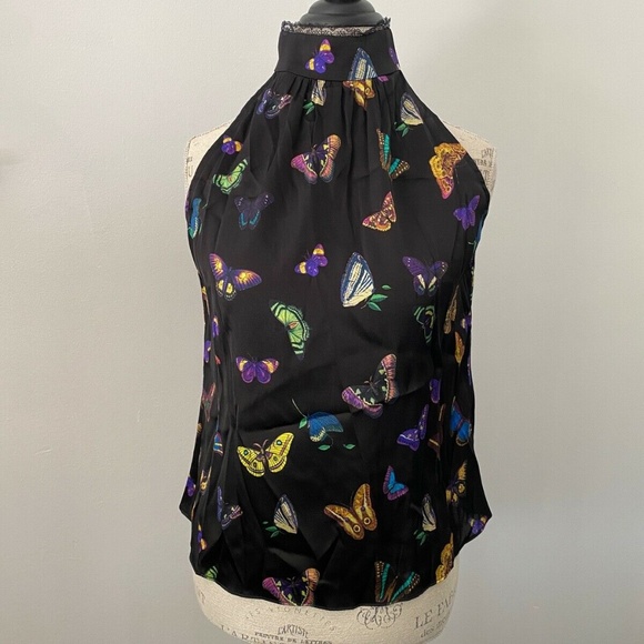 Generation Kristy Butterfly Halter Silk Blouse Sleeveless High Neck NWT $215 - Picture 1 of 7